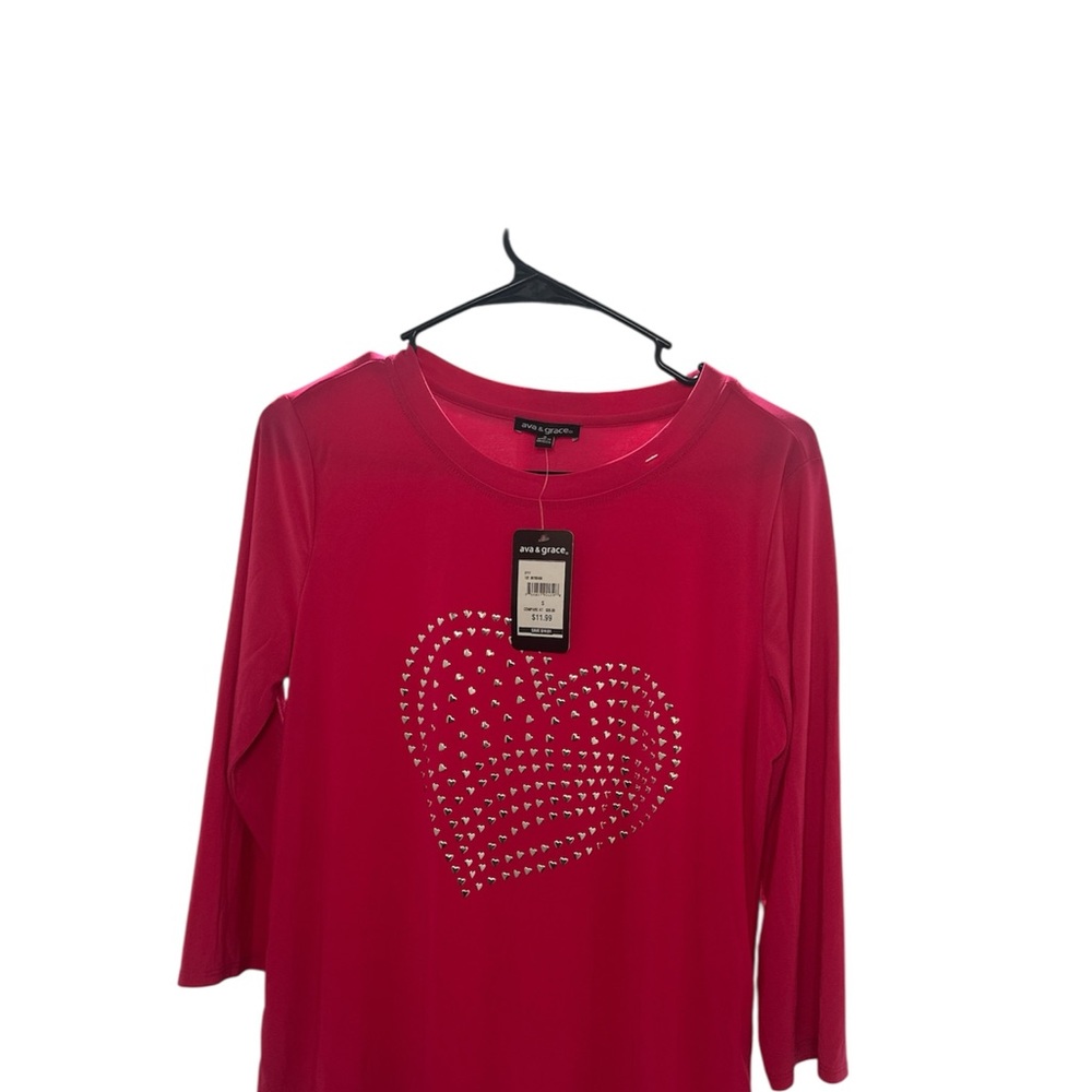 Just My Size Red Heart Embellished Blouse